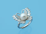 animal butterfly silver ring pearl freshwater cz low price