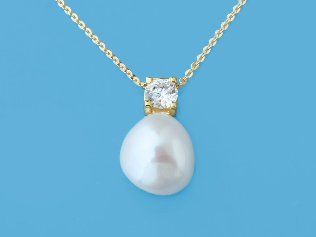 baroque keshi freshwater pearl cz pendant 