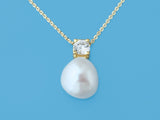 baroque keshi freshwater pearl cz pendant 