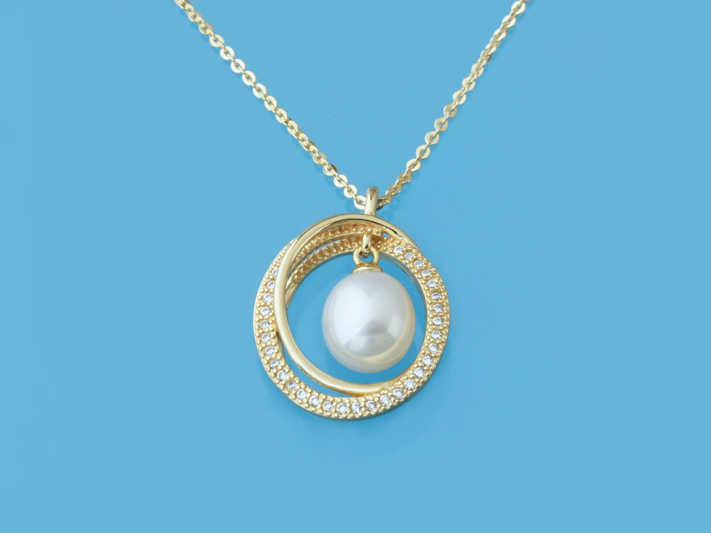 3d pendant gold plate cz drop shape freshwater pearl