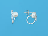 modern freshwater cultured pearl earrings baguette stone cz 925 silver sterling jewelry