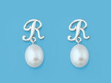 Initial Alphabet A-Z Pearl Earrings