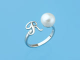 Initial Alphabet Pearl Silver Ring