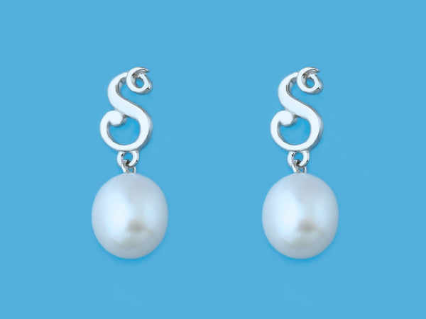 Initial Alphabet A-Z Pearl Earrings