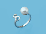 Initial Alphabet Pearl Silver Ring