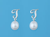 Initial Alphabet A-Z Pearl Earrings