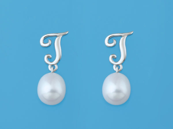 Initial Alphabet A-Z Pearl Earrings