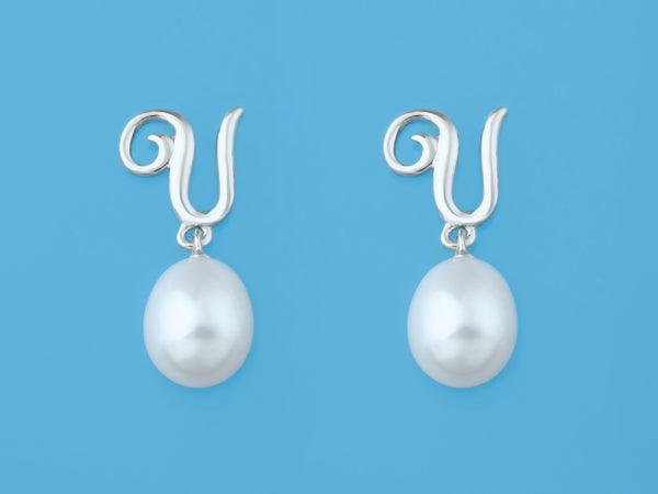 Initial Alphabet A-Z Pearl Earrings