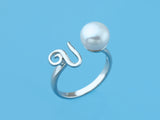 Initial Alphabet Pearl Silver Ring