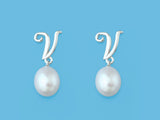 Initial Alphabet A-Z Pearl Earrings