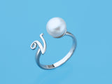 Initial Alphabet Pearl Silver Ring