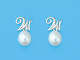 Initial Alphabet A-Z Pearl Earrings
