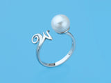 Initial Alphabet Pearl Silver Ring