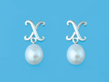 Initial Alphabet A-Z Pearl Earrings