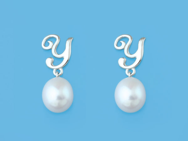 Initial Alphabet A-Z Pearl Earrings