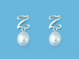 Initial Alphabet A-Z Pearl Earrings