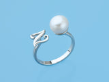 Initial Alphabet Pearl Silver Ring